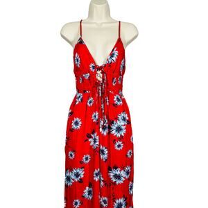 NEW! Yumi Kim Silk Funday Floral Jumpsuit Sunflower Print Red Blue - XS